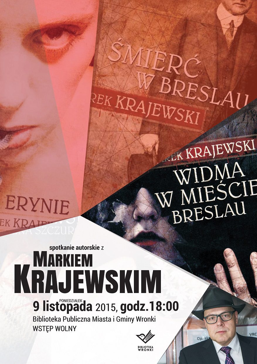 Plakat do spotkania z Markiem Krajewski mW 